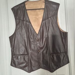 Howard's Vintage  Brown Leather Vest Mens Size XL